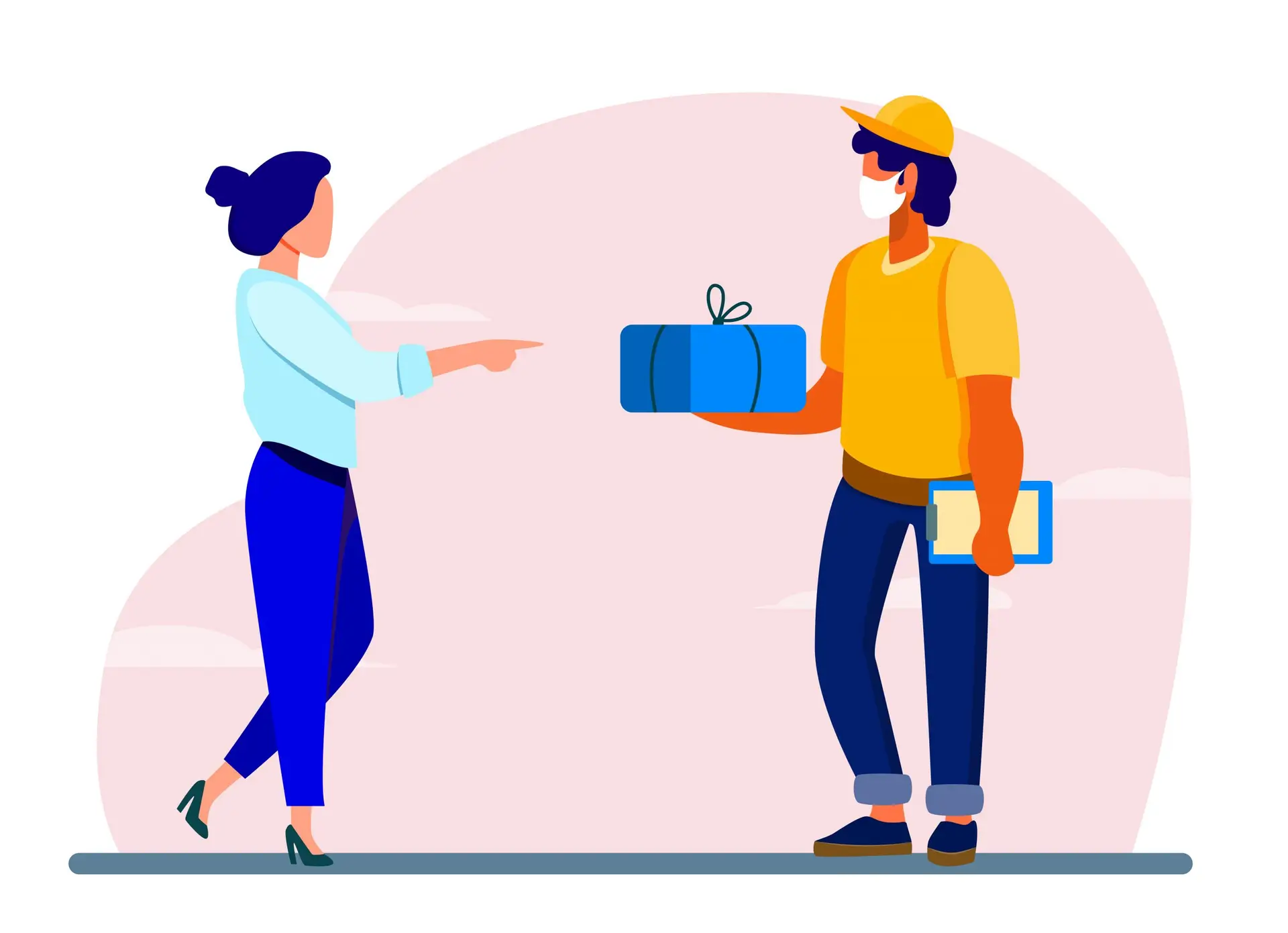 courier delivering package to customer